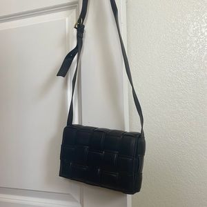 Black quilted/woven bag